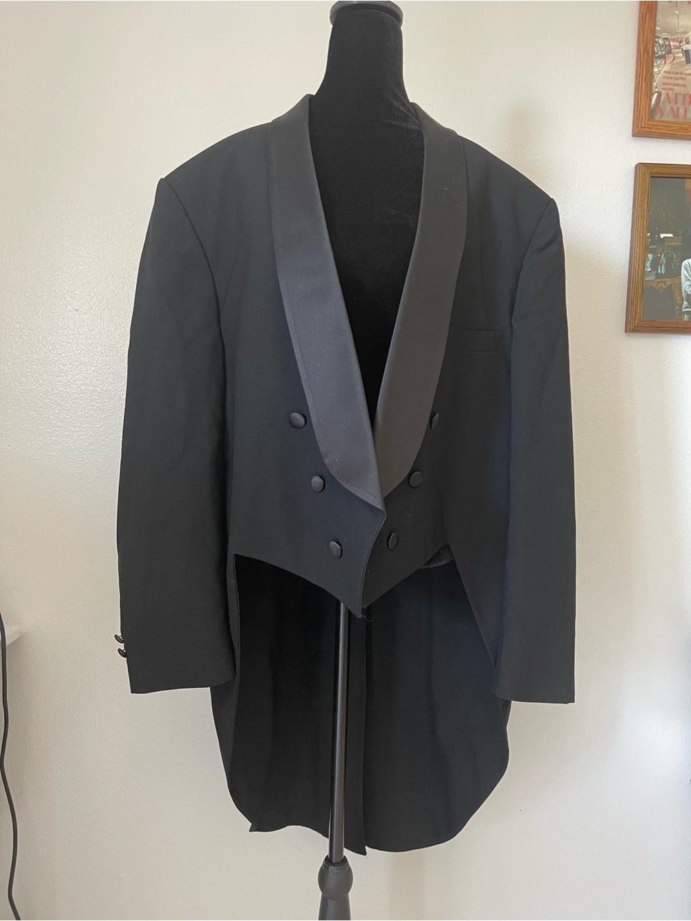 Dior Black Men's Tailcoat with Satin Shawl Lapel
